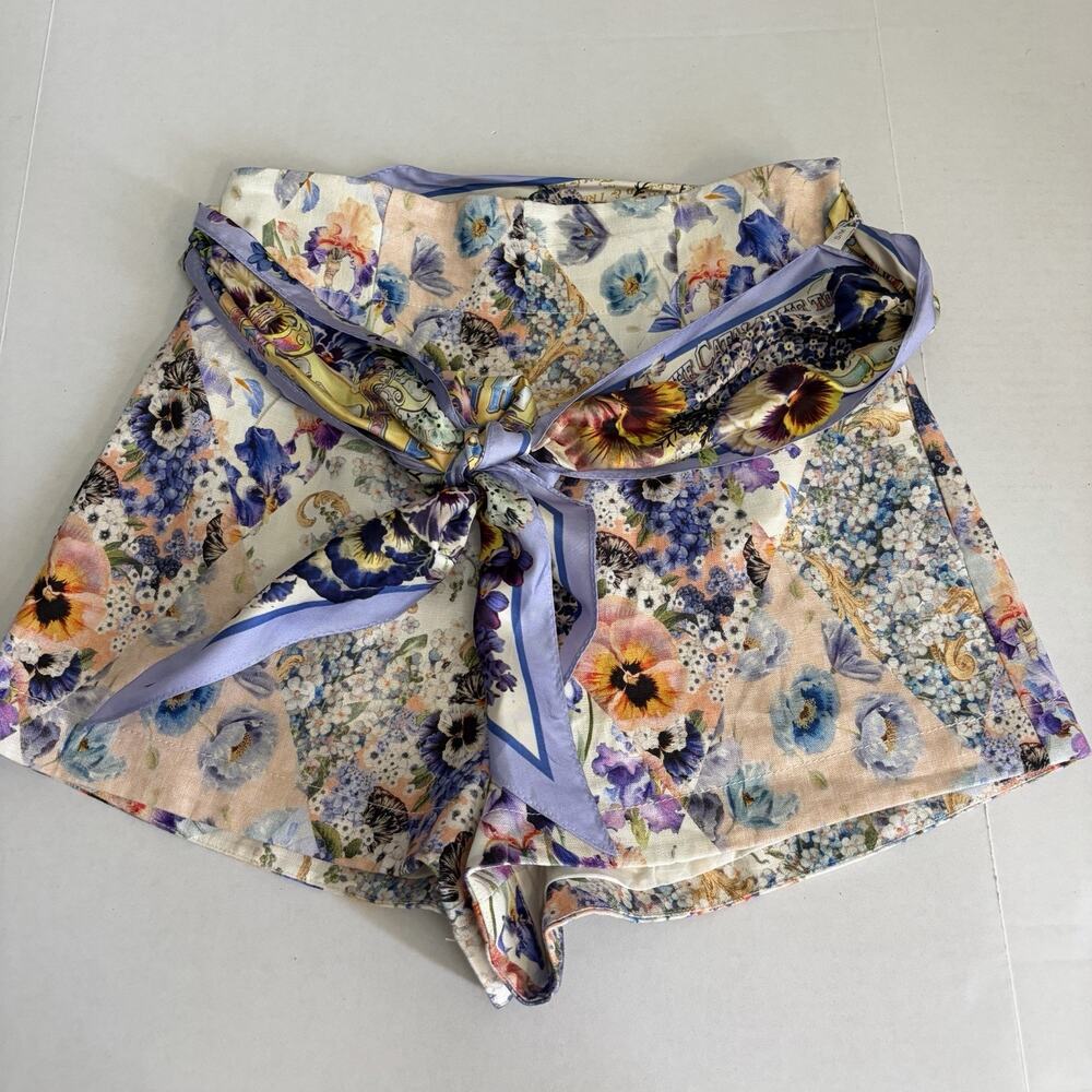 Zimmermann Tama Floral-Printed High-Rise Shorts size 1
